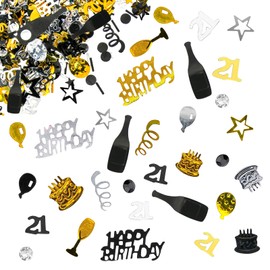 Giftota - Konfetti 21 Geburtstag Deko - 21. Geburtstag Deko - Konfetti (Gold Schwarz) - Partydekoration Geburtstag 21 - Konfetti-Dekoration für Jubiläen, Geburtstage, Partys