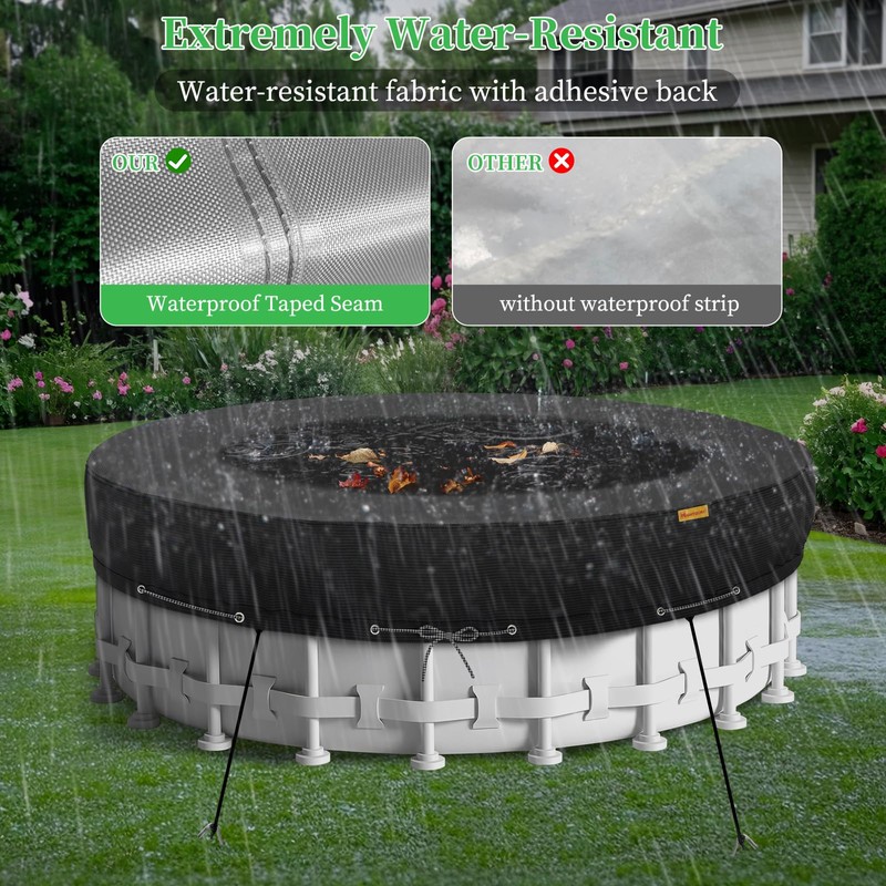 HIGHTQURO 15Ft Round Pool Cover,Heavy Duty Waterproof Round Pool Covers