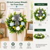 Lemon Wreath for Front Door, 22 Inch Artificial Hydrangea Wreaths