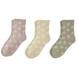 MIKASA Soft Cotton Crew Socks, 3 Color Set, Loose Mouth, Fluffy, No Twist, No Tightening Socks, No Loose, No Tight, No Tightness, Swelling Easy Socks, Open Mouth, Loose Fit, Mikasa, beige