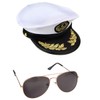 Yacht Captain Costume Set Sailor Hat Aviator Sunglasses (Set A)