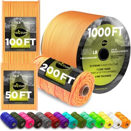 TECEUM Paracord Type III 550 Sofit Pink – 100 ft – 4mm – Tactical Rope MIL-SPEC – Outdoor para Cord –Camping Hiking Fishing Gear and Equipment – EDC Parachute Cord – Strong Survival Rope 315