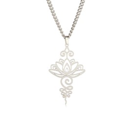 kkjoy Lotus Unalome Necklace Stainless Steel Lotus Flower Yoga Symbol Pendant Necklace Inspirational Buddhism Jewelry for Women Girls