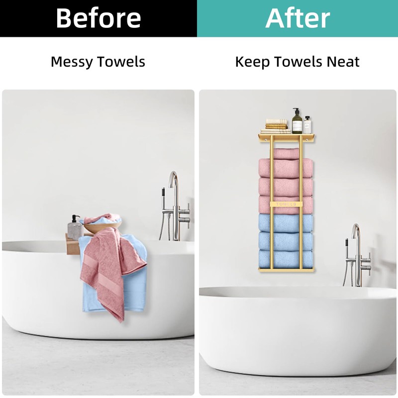 STWWO Bathroom Towel Storage Rack for Bathroom, 30 inch Towel