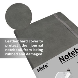 Mlife A5 Journal Notebook, 192 Pages, Hard Cover with Elastic Closure Band and Folding Pocket (Grey)