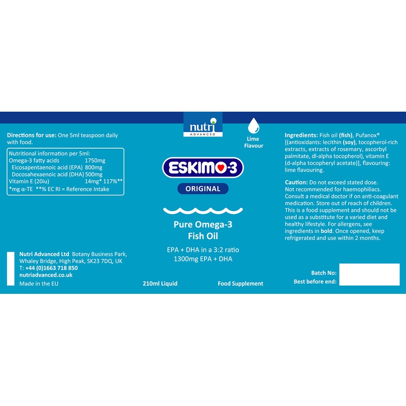 Eskimo-3 Fish Oil - Nutri Advanced - Liquid Lime 210ml