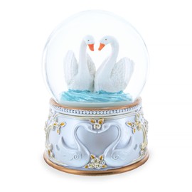 Romantic Swan Spinning Musical Water Snow Globe