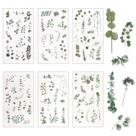 Green Transparent Leaf Stickers for Journals and DIY Crafts, Aesthetic Stickers for Scrapbook Projects, Nature Plant Scrapbook Stickers for Card Making, Planners, and Scrapbooking Supplies