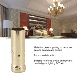 10Pcs Candle Shape Socket Covers Sleeves, 3 Inch Tall Iron Candle Cover Drip Sleeves Metal Candle Sleeves Candelabra Base for E14 Chandelier(Golden1)