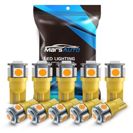 Marsauto 194/T10 Focos LED Amarillo Ámbar 5 SMD sin Polaridad para Cúpula, Mapa, Puerta, Matrícula, Paquete de 10
