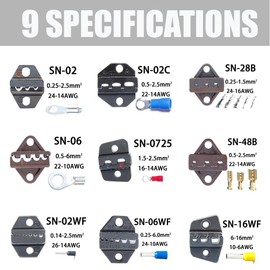 XINTAIHELE Crimping Tool Set 9 Pcs, Ratchet Wire Crimping Pliers Kit, for Heat Shrink Insulated Nylon Open Barrel Terminals and Other Sleeve Terminals, with Carrying Bag
