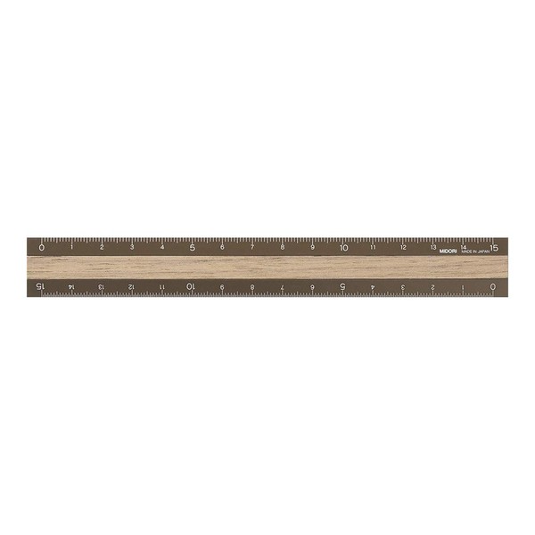 Midori 42280006 Aluminum Wood Ruler 5.9 inches (15 cm), Brown