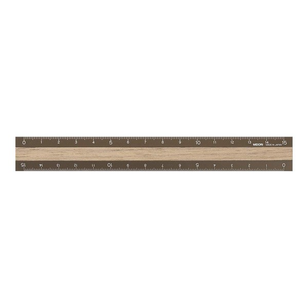 Midori 42280006 Aluminum Wood Ruler 5.9 inches (15 cm), Brown x Brown