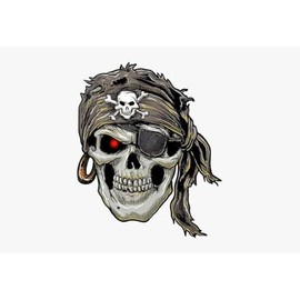 1 pcs Skull Sticker, 4 inches - Skeleton Car Bumper Sticker, Window, Laptop, Motorcycle (Pirate)