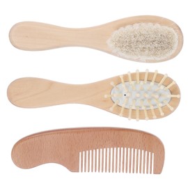 SUPVOX Wooden Brush Set Grooming Kit with Scalp Massager Deep Cleaning Hair Brush Comb for Newborns for Bathing and