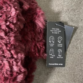 INC International Concepts Women's Faux-Fur Scarf Burgundy Red One Size