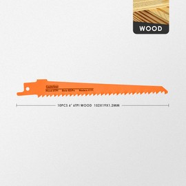 Luckyway 10-Piece 6 Inch Reciprocating Saw Blades Set, Sawzall Saw Blades Set for Wood Cutting