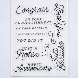 Kwan Crafts Words Congrats Love You Happy Anniversary Clear Stamps for Card Making Decoration and DIY Scrapbooking 3050617