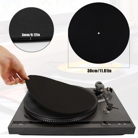 Record Player Mat, 12in Anti-Slip & Anti-Static Felt Record Pad Turntable Slipmat Wool Turntable Platter Mat Vinyl Record Player Protective Mat for Home Record Players (Black)