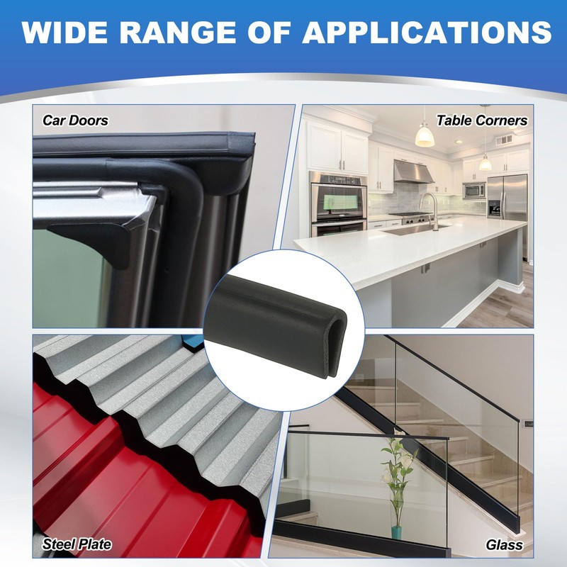 PATIKIL 1/8" Rubber Edge Trim, 10 ft Edge Protector U