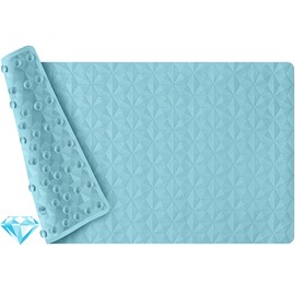 WRISIN Non Slip Bathtub Mat for Bath Tub Shower - Natural Rubber Mat with 241 Suction Cups - Soft Bathroom Safety Mat - Unique Diamond Pattern - Fatigue Relief - Machine Washable - 16 × 28 Inch