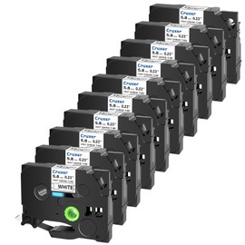 Cruxer 10-Pack Compatible with Brother Heat Shrink Tube HSe-211 HSe211 HS-211 HSE 5.8mm 0.23'' Label Tape Black on White for PT-E300 PT-D400 PT-D450 PT-E300 PT-E500 PT-P750WVP Label Maker
