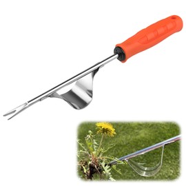 Stainless Steel Weed Cutter, Dandelion Remover with Handle, Weeder with Plastic Lawn Squeegee, Weed Remover Device for the Garden, Weeding, Loosening