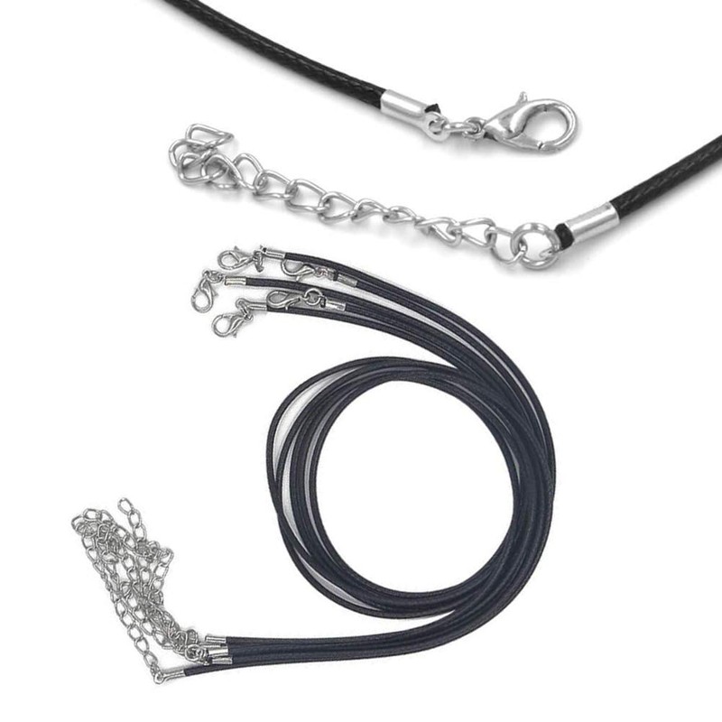 BHAHAI 30 PCS Black Necklace Cord with Lobster Clasp Waxed