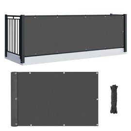 MAQIHAN Balcony Privacy Screen - Privacy Fence Covers for Outdoor Shade Heavy Duty Mesh Fencing Grey 3'x6.5' Protection Shield for Patio Pool Backyard Porch Cover Apartments Balcony Netting for Pets