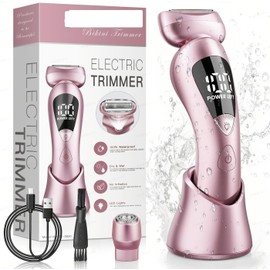 Bikini Trimmer for Women Underarm Public Hairs Rechargeable - Body Groomer IPX7 Waterproof Wet/Dry Use for Legs/Arm/Underarm
