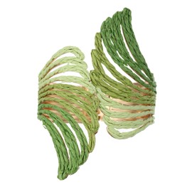 RUOFFETA Raffia Wing Cuff Bracelet for Women, Colorful Angel Wing Bangle Wide Chunky Wrist Cuff Bracelet(Green Ombre)