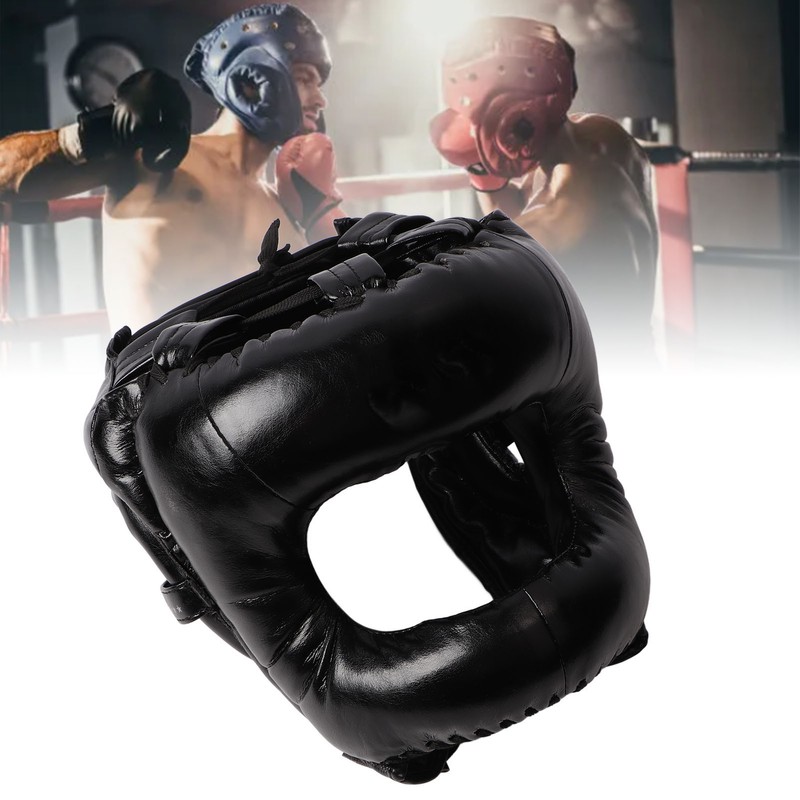 Boxing Headgear Black Head Guard Large Full Coverage PU Shock