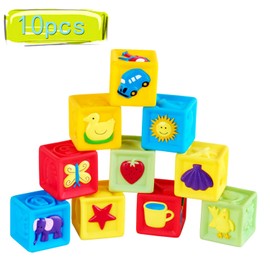 Bemixc 10 Piece Building Blocks with Sounds for Babies, Educational Toy for Fostering Imagination, Pretend Play, Baby Shower and Birthday Present