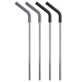 Simple Modern Stainless Steel with Silicone Tipped Reusable Straws | Toxin Free and Waste Reducing Straw for Tumblers and Travel Mugs | Classic Collection | 4 Pack | Assortment - Neutral