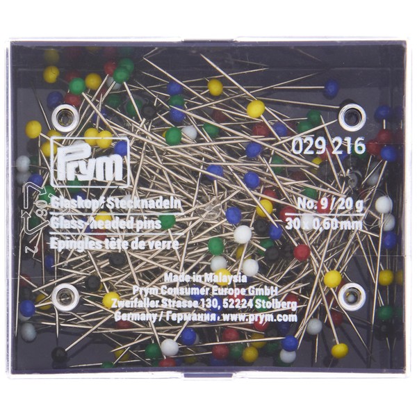 Prym PRYM_029216-1 Glass-Headed Pins No. 9 Assorted col 0.60 x