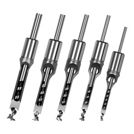 Square Hole Drill Sets, Woodworking HSS Wood Chisel Countersink Bits Hole Mortise Drill Bit Set for Carpenters, 6.4 mm/8 mm/9.5 mm/10 mm/11 mm/12.7 mm/14 mm/16 mm (5PCS)
