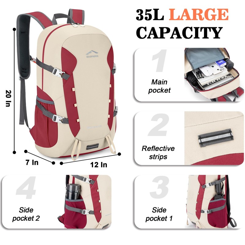 Hiking Backpack,Large 35L Travel Backpacks for Men Women,Water Resistant Ultra