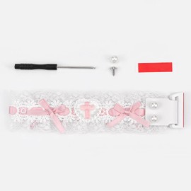 COOMICKEY Custom Keyboard Straps, Pink and White Lace Cute Snap Straps for Wooting 60he Aula WIN60 EPOMAKER YUNZII ATK68, etc Mechanical Gaming Key Board