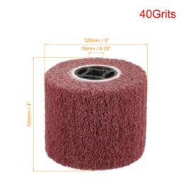 QUARKZMAN 120 mm x 100 mm 40 Grit Non-Woven Polishing Burnishing Wheel Nylon Wire Drawing Abrasive Flap Wheel for Stainless Steel Copper, Red