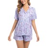 ENJOYNIGHT Womens Pajamas Set Summer Short Sleeve Pjs Button Down