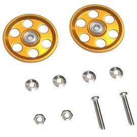 OVERisus Mini 4WD Parts Dress Up Ring Aluminum Alloy Motor Course 0.7 inch (19 mm) Bearing Rollers Set of 2 (O Gold)