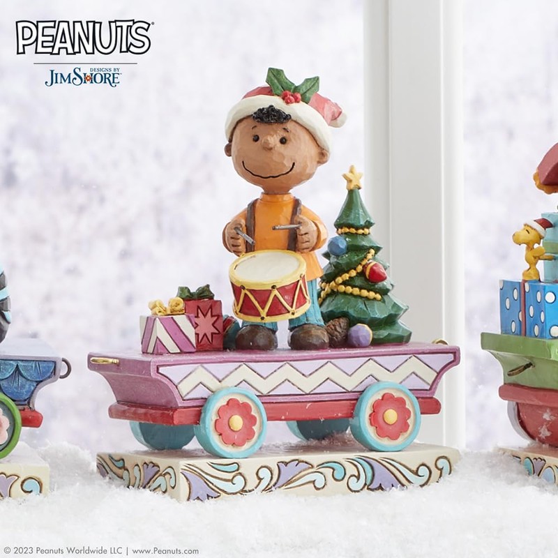 Enesco Peanuts by Jim Shore Franklin Train Car Figurine, 4.75
