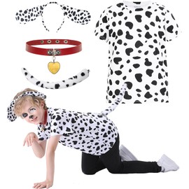 Z-Shop Halloween Dalmatian Costume Kids,Boys Girls 101 Days Of School Outfit Shirt Headband Ears and Tail Accessories,4