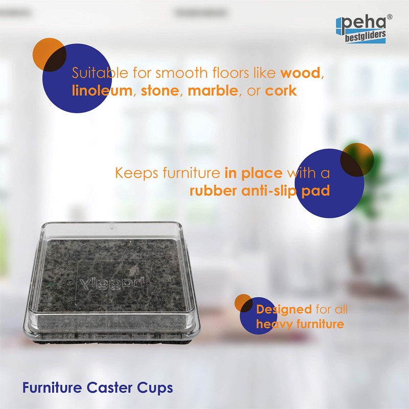 haggiy Non-Slip Furniture Coasters 60 x 60 mm - Non-Slip