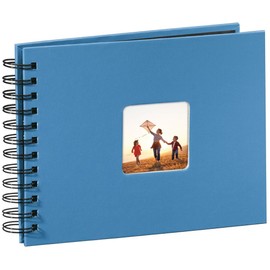 Hama Fine Art photo album, 50 black pages (25 sheets), spiral bound album 24 x 17 cm, with cut-out window, azur blue
