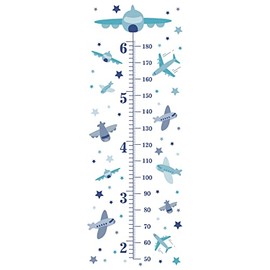 SUPERDANT 3pcs/Set Family Height Growth Chart Wall Sticker Airplane Star Self-Adhesive Height Wall Sticker for Bedoom Nursery Living Room Decor 38"x15"