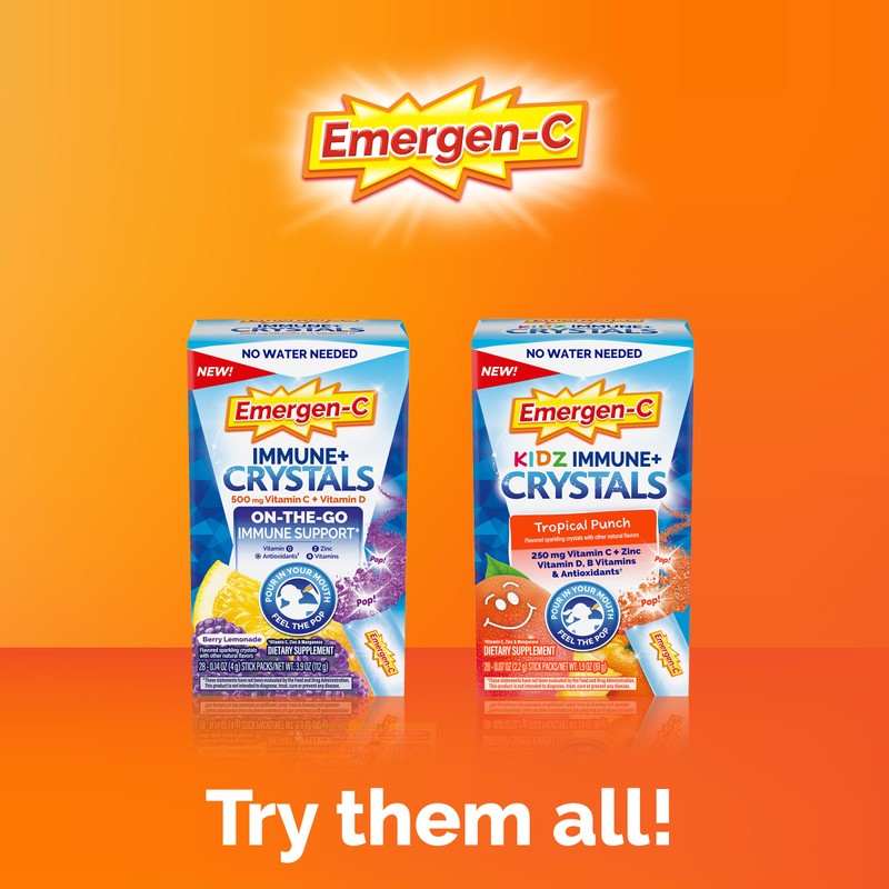 Emergen-C Kidz Immune Plus Crystals, On-The-Go Immune Support Supplement with