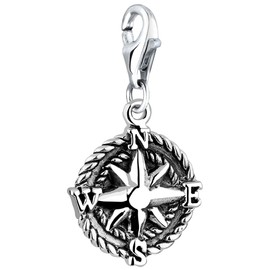 Nenalina Charm Windrose Pendant, for All Brands of Charm Bracelets and Necklaces, Made of 925 Sterling Silver, 713146-000