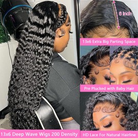 Bele 13x6 HD Transparent Lace Front Wigs Human Hair 200% Density 22 inch Brazilian Deep Curly Human Hair Lace Frontal Wigs for Black Women Pre Plucked with Baby Hair Bleached Knots Natural Color