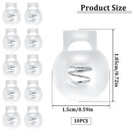 Hariendny 10 PCS Cord Locks Plastic Spring Cord Locks Single Hole Toggle Drawstring Clip Clear Stoppers Fastener Slider Ball Shape Luggage Lanyard Stopper for Drawstrings Paracord Shoelaces